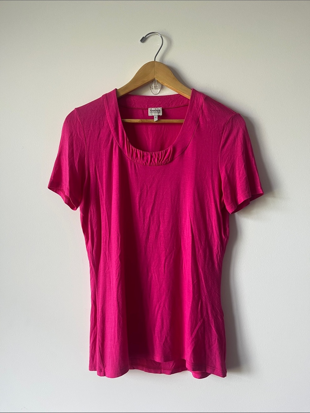 Y2K Armani Pink Scoop Neck T Shirt Size 10